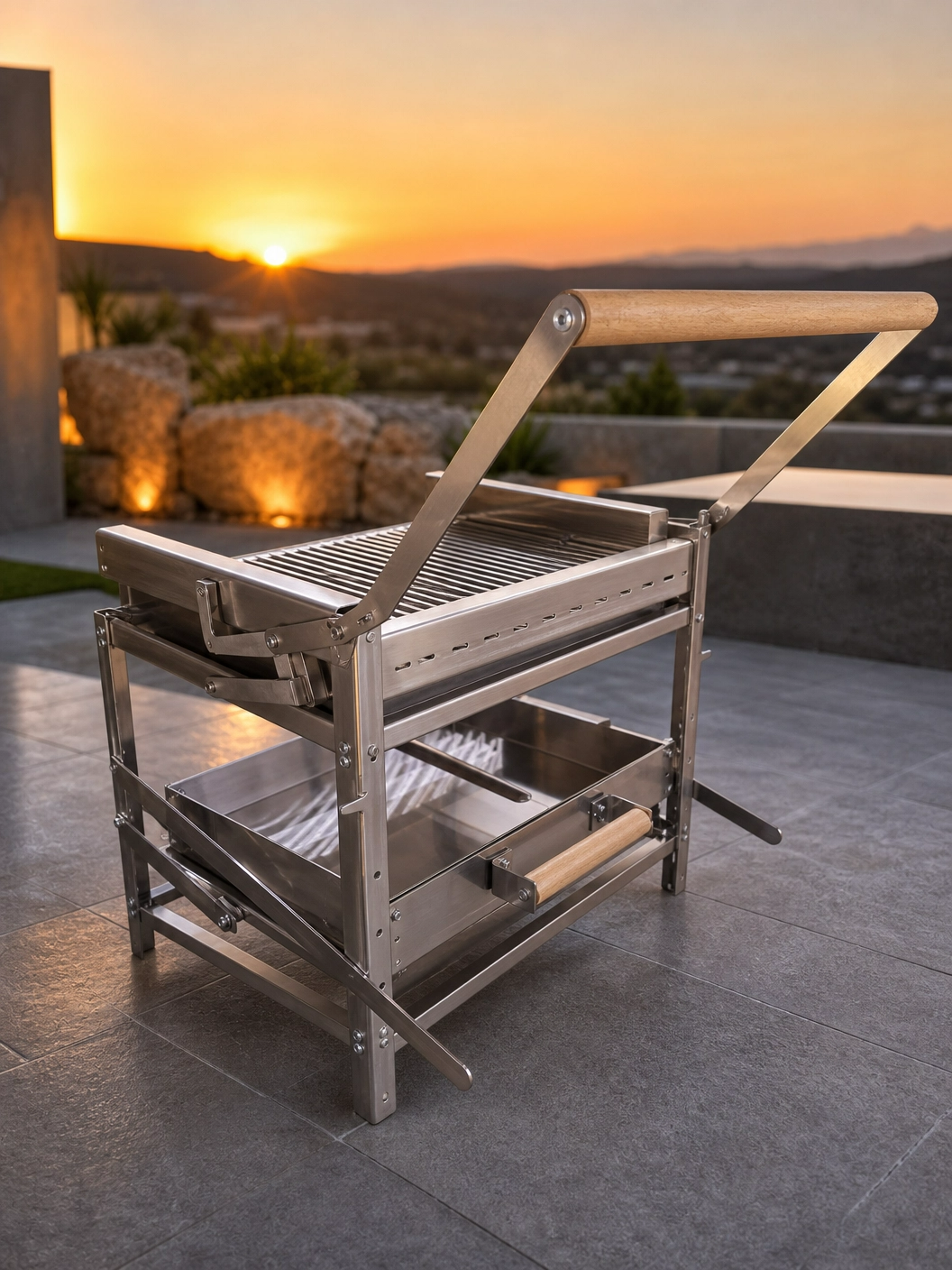 Isı Ayarlı Kömürlü Mangal BBQ | Tek Hamlede Çevrilebilir Izgara | Bahçe Balkon Kamp Piknik Mangalı